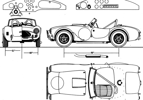 Shelby Cobra 289 (1963) - AC - drawings, dimensions, pictures of the car