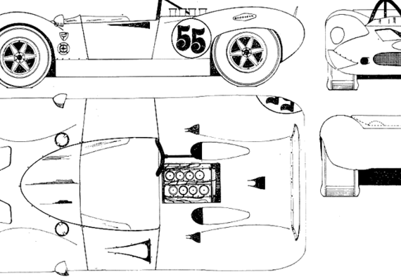 Shelby King Cobra - AC - чертежи, габариты, рисунки автомобиля