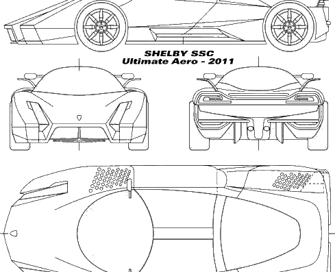 Shelby SSC Ultimate Aero (2011) - Форд - чертежи, габариты, рисунки автомобиля