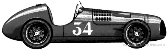 Simca-Gordini F1 GP (1948) - Симка - чертежи, габариты, рисунки автомобиля