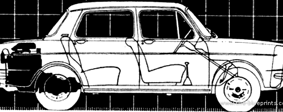 Simca 1000 Automatic (1966) - Симка - чертежи, габариты, рисунки автомобиля