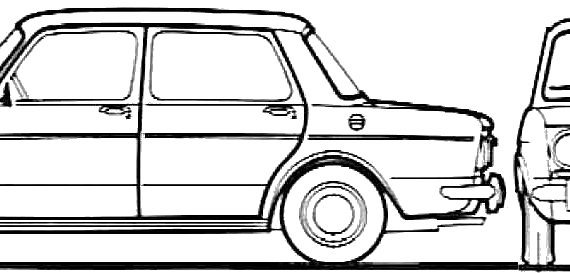 Simca 1000 LS (1968) - Симка - чертежи, габариты, рисунки автомобиля