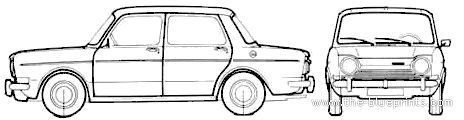 Simca 1000 LS (1970) - Симка - чертежи, габариты, рисунки автомобиля