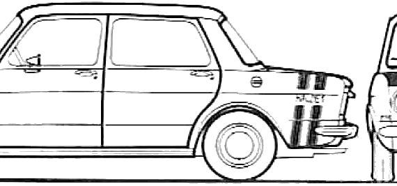 Simca 1000 Rallye II (1970) - Симка - чертежи, габариты, рисунки автомобиля