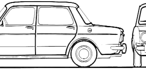 Simca 1000 SR (1970) - Симка - чертежи, габариты, рисунки автомобиля