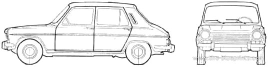Simca 1100 5-Door (1973) - Симка - чертежи, габариты, рисунки автомобиля