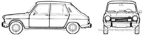 Simca 1100 5-Door Special (1972) - Симка - чертежи, габариты, рисунки автомобиля