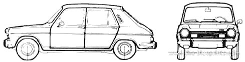 Simca 1100 5-Door Ti (1976) - Симка - чертежи, габариты, рисунки автомобиля