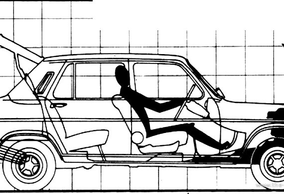 Simca 1100 GLS (1968) - Симка - чертежи, габариты, рисунки автомобиля