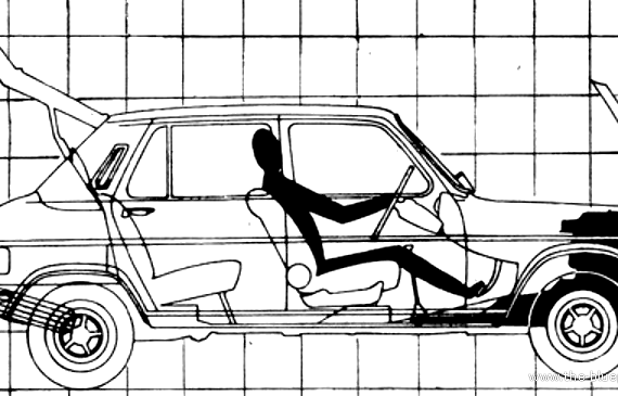 Simca 1100 GLS (1970) - Симка - чертежи, габариты, рисунки автомобиля