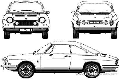 Simca 1200 S Coupe - Симка - чертежи, габариты, рисунки автомобиля