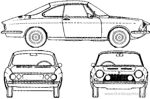 Simca 1200 S Coupe (1967) - Симка - чертежи, габариты, рисунки автомобиля