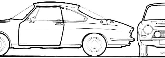 Simca 1200 S Coupe (1970) - Симка - чертежи, габариты, рисунки автомобиля