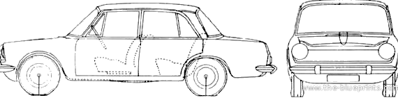 Simca 1300 (1965) - Симка - чертежи, габариты, рисунки автомобиля