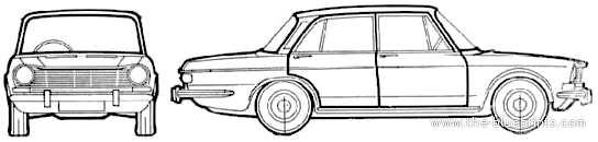 Simca 1301 (1970) - Симка - чертежи, габариты, рисунки автомобиля