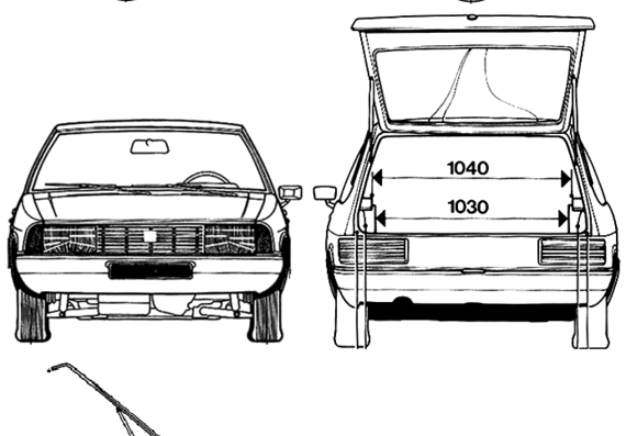 Simca 1308 (1976) - Симка - чертежи, габариты, рисунки автомобиля