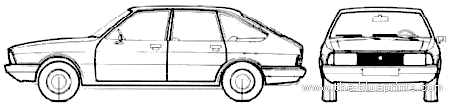 Simca 1308 GT (1976) - Симка - чертежи, габариты, рисунки автомобиля