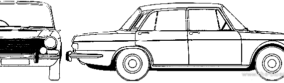 Simca 1500 Special (1968) - Симка - чертежи, габариты, рисунки автомобиля