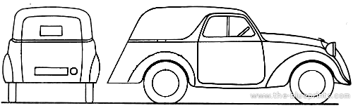 Simca 5 Fourgon (1948) - Симка - чертежи, габариты, рисунки автомобиля