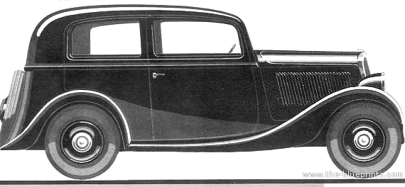 Simca 6 2-Door Berline Commerciale (1936) - Симка - чертежи, габариты, рисунки автомобиля
