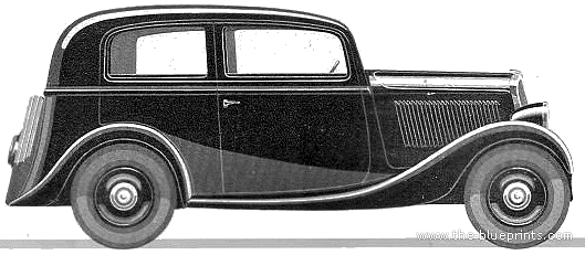 Simca 6 2-Door Berline Commerciale (1937) - Симка - чертежи, габариты, рисунки автомобиля