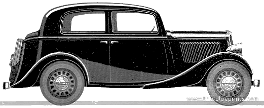 Simca 6 4-Door Berline (1937) - Симка - чертежи, габариты, рисунки автомобиля