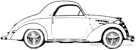 Simca 8 1200 Coupe (1949) - Симка - чертежи, габариты, рисунки автомобиля