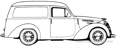 Simca 8 1200 Fourgon (1949) - Симка - чертежи, габариты, рисунки автомобиля