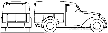 Simca 8 Camionnette (1948) - Симка - чертежи, габариты, рисунки автомобиля