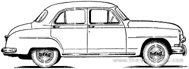 Simca 9 Aronde (1954) - Симка - чертежи, габариты, рисунки автомобиля