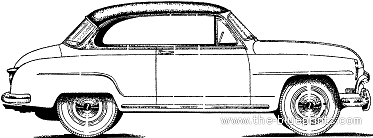 Simca 9 Aronde 2-Door Grand Large (1954) - Симка - чертежи, габариты, рисунки автомобиля