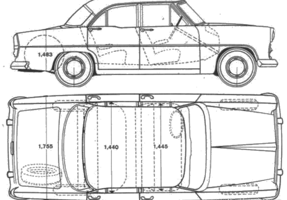 Simca Ariane (1960) - Симка - чертежи, габариты, рисунки автомобиля