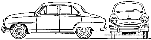 Simca Aronde 4-Door (1957) - Симка - чертежи, габариты, рисунки автомобиля