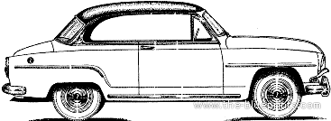 Simca Aronde 90A 2-Door Grand Large (1956) - Симка - чертежи, габариты, рисунки автомобиля