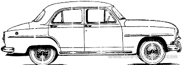 Simca Aronde 90A 4-Door DeLuxe (1956) - Симка - чертежи, габариты, рисунки автомобиля