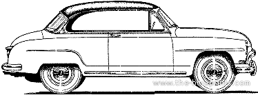 Simca Aronde 90A Grand Large 2-Door Hardtop (1954) - Симка - чертежи, габариты, рисунки автомобиля