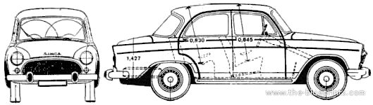 Simca Aronde Montlhery Special (1964) - Симка - чертежи, габариты, рисунки автомобиля