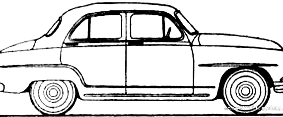 Simca Aronde P60 1300 (1956) - Симка - чертежи, габариты, рисунки автомобиля
