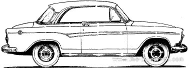 Simca Aronde P60 2-Door Grand Large (1960) - Симка - чертежи, габариты, рисунки автомобиля