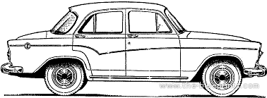 Simca Aronde P60 4-Door Etoile (1960) - Симка - чертежи, габариты, рисунки автомобиля