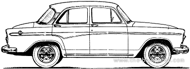 Simca Aronde P60 4-Door Montlhery (1960) - Симка - чертежи, габариты, рисунки автомобиля