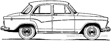 Simca Aronde P60 Etoile 4-Door (1960) - Simka - drawings, dimensions, pictures of the car