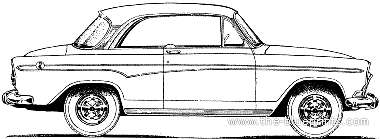Simca Aronde P60 Monaco 2-Door Hardtop (1960) - Симка - чертежи, габариты, рисунки автомобиля