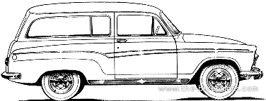 Simca Aronde P60 Ranch (1960) - Симка - чертежи, габариты, рисунки автомобиля