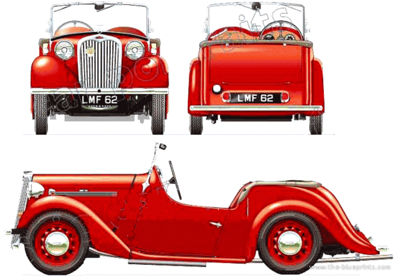 Singer Nine Roadster (1939) - Different cars - drawings, dimensions, pictures of the car