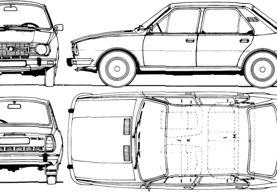 Skoda 105L - Шкода - чертежи, габариты, рисунки автомобиля