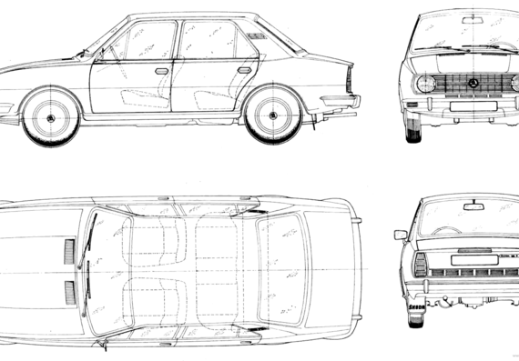 Skoda 105S - Шкода - чертежи, габариты, рисунки автомобиля