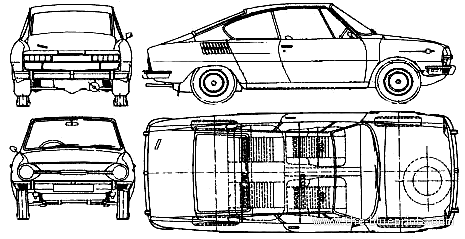 Skoda 110R - Шкода - чертежи, габариты, рисунки автомобиля