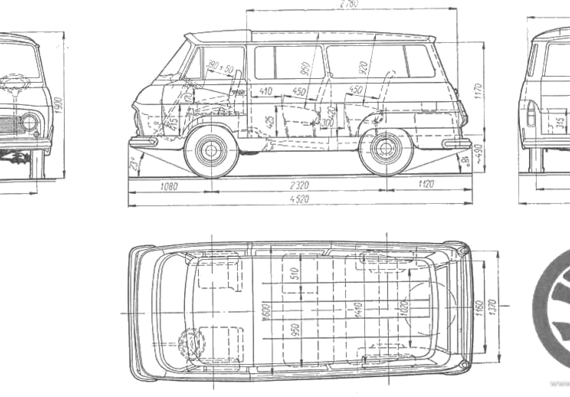 Skoda 1203 - Шкода - чертежи, габариты, рисунки автомобиля