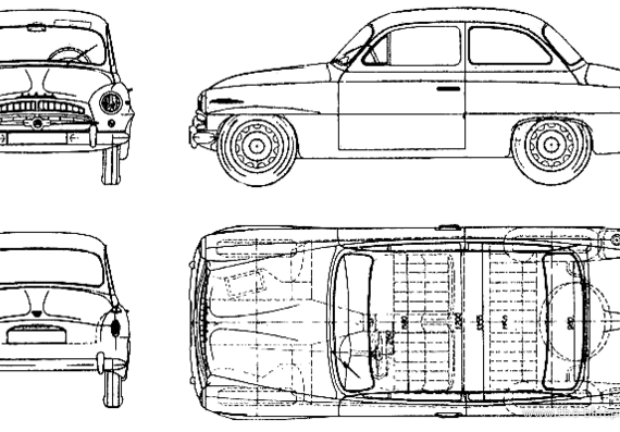 Skoda 440 (1958) - Шкода - чертежи, габариты, рисунки автомобиля